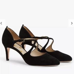 NWOT Boden Vanessa Low Stiletto Heel Cross Strap Suede Court Shoes